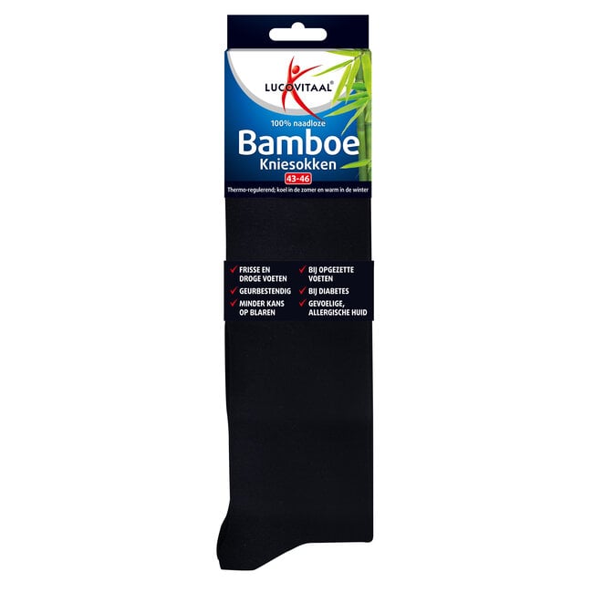 Bamboe kniesok zwart maat 43-46 1 Paar