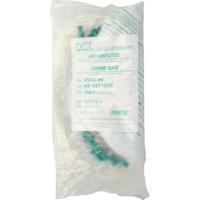 DCT Urinebedzak 2 liter + slang 90cm 10 Stuks