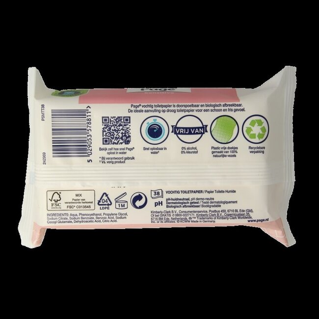 Page Papier toilette humide sensitive recharge 38 Lingettes