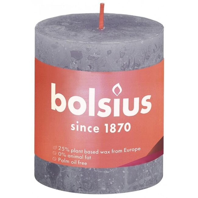 Rustiek stompkaars shine 80/68 frosted lavender 1 Stuks