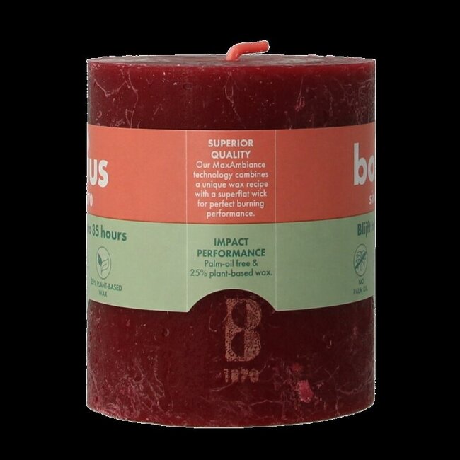Bolsius Bougie rustique shine 80/68 rouge velours 1 Pièce