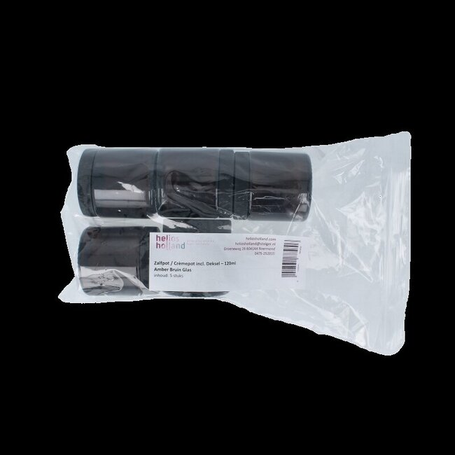 Zalfpot/cremepot incl deksel amb bruin glas 120ml 5 Stuks
