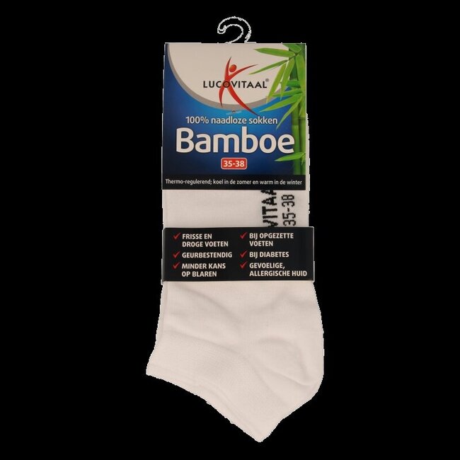 Bamboe enkelsok wit  maat 35-38 1 Paar
