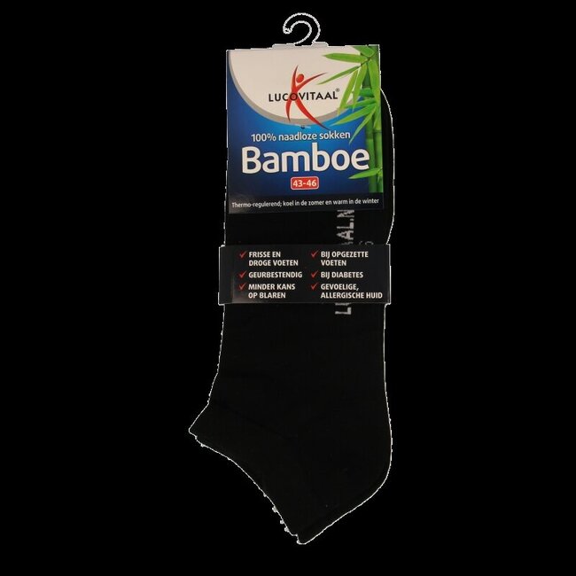 Bamboe enkelsok zwart  maat 43-46 1 Paar