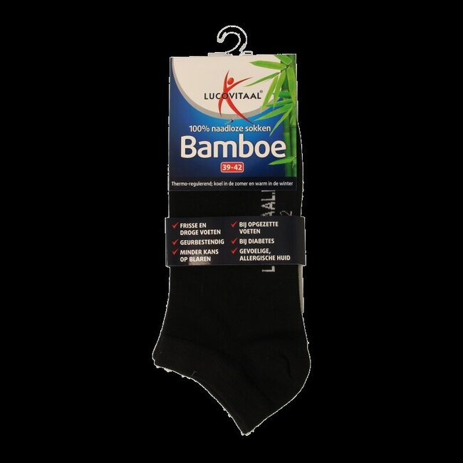 Bamboe enkelsok zwart  maat 39-42 1 Paar