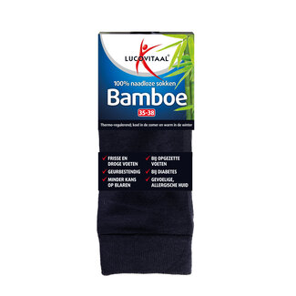 Lucovitaal Bamboe sok lang blauw  maat 35-38 1 Paar