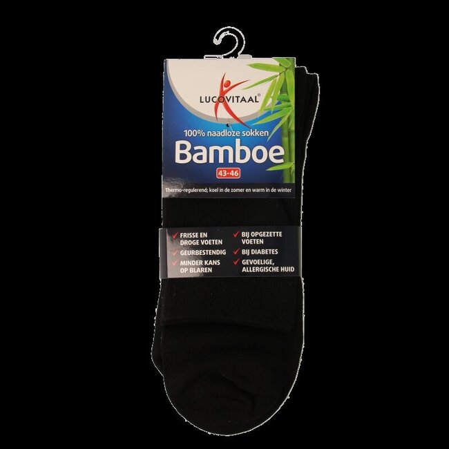 Bamboe sok lang zwart  maat 43-46 1 Paar