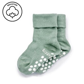 KipKep Blijf baby sokken antislip 18-24 mnd pale green 1 Paar