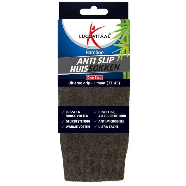 Bamboe huissokken anti slip one size 1 Paar