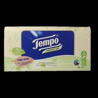 Tempo Boîte de mouchoirs Tempo Natural & Soft 4 épaisseurs 90 pièces