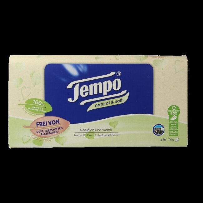 Tissue box natural & soft 4-laags 90 Stuks