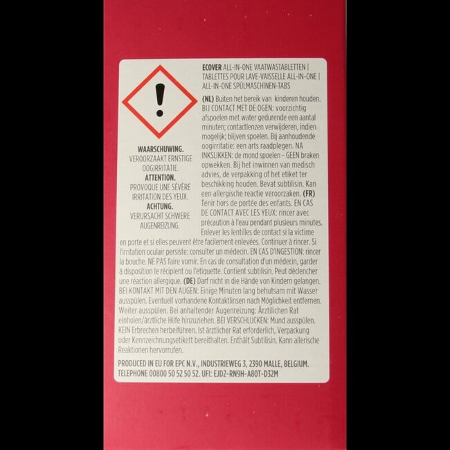 Ecover Tablettes Lave-Vaisselle Tout-en-1 44 Tablettes