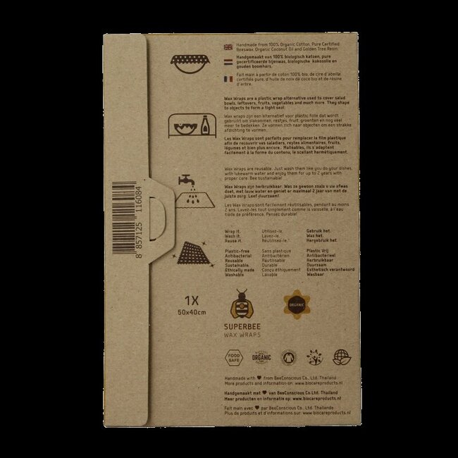 Superbee Beeswraps XL 50 x 40 cm 1 Pièce