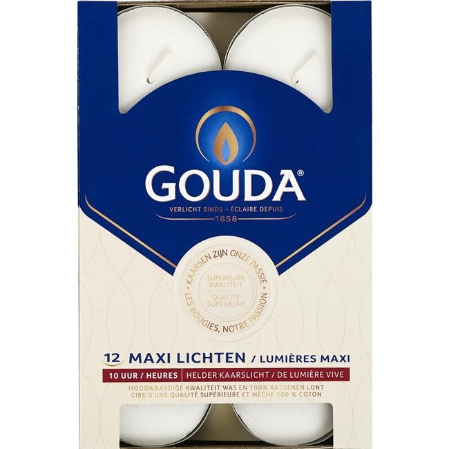 Maxi waxinelicht 10 uur wit 12 Stuks