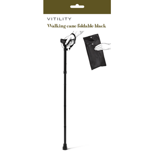 Wandelstok opvouwbaar zwart 1 Stuks