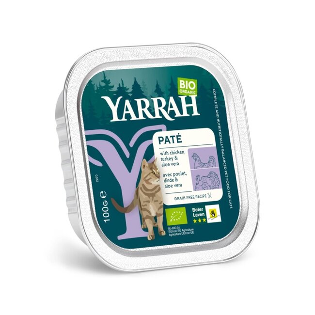 Kattenvoer pate met kip kalkoen en aloe vera bio 100 Gram