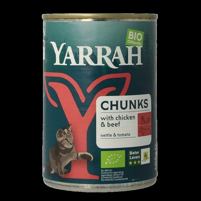 Kattenvoer chunks met kip en rund bio 405 Gram