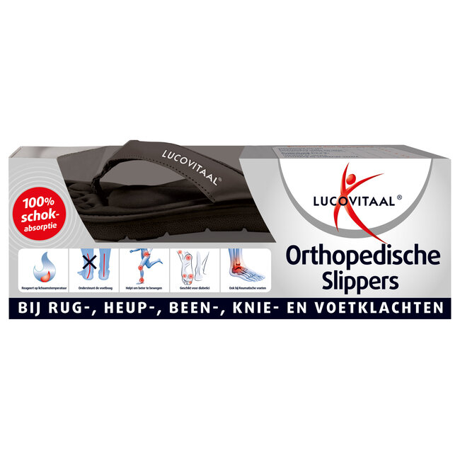Lucovitaal Orthopedische slippers maat 45-46 zwart 1 Paar