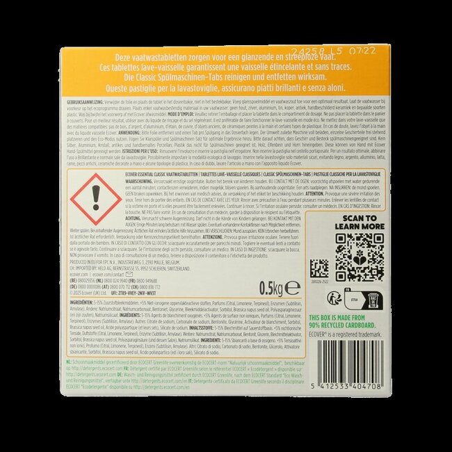 Tablettes lave-vaisselle Ecover Essential 25 pièces