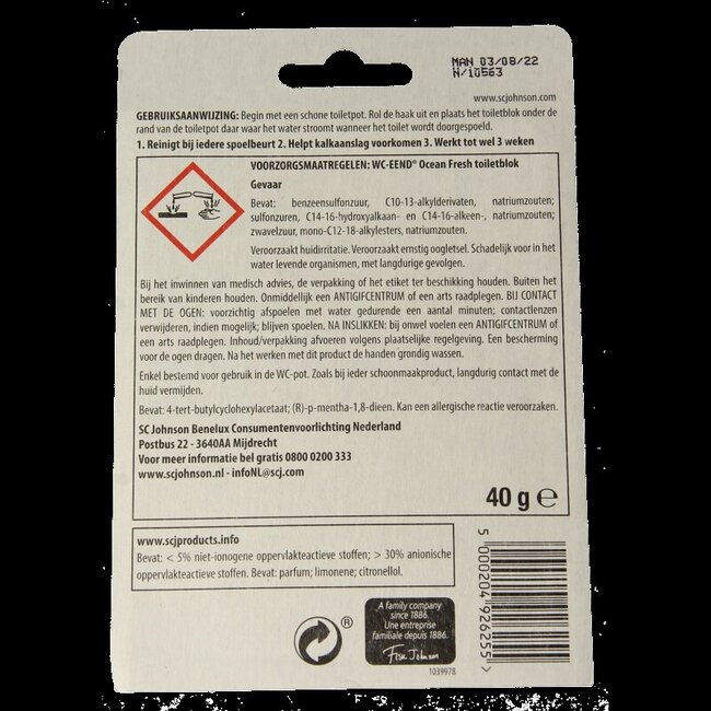 WC Eend Blok ocean fresh 40 Gram