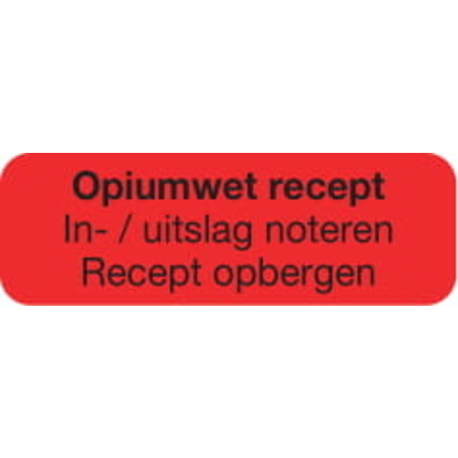 Strooketiket opiumwet recept 30 x 10mm 1000 Stuks
