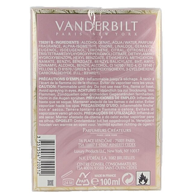 Vanderbilt Eau de toilette vaporisateur pour femme 100 ml