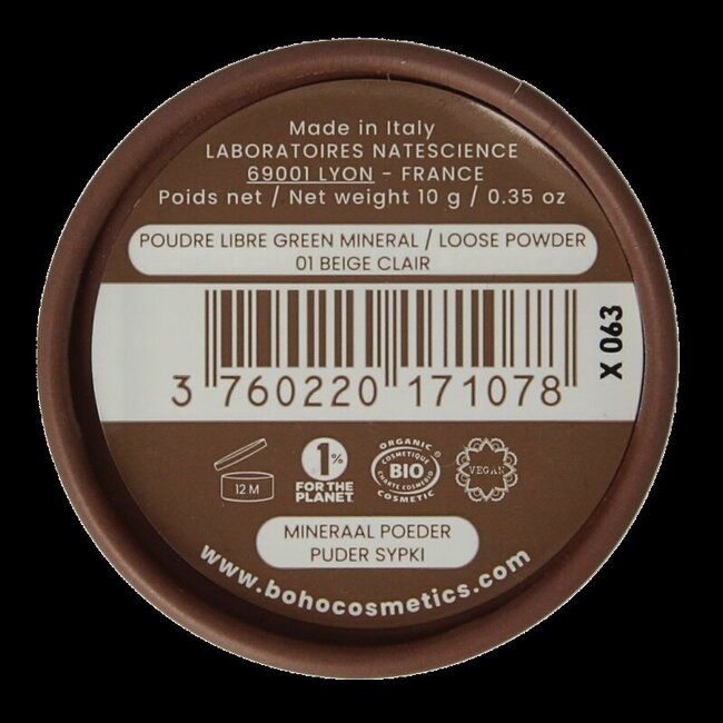 Boho Green Make-Up Poudre Minérale Libre Beige Clair 01 10 Grammes