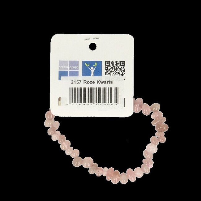 Steengoed Splitkralen armband roze kwarts op kaart 1 Stuks