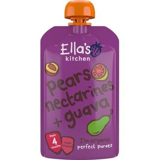 Ella's Kitchen Pears nectarines & guava 4+ knijpzakje bio 120 Gram