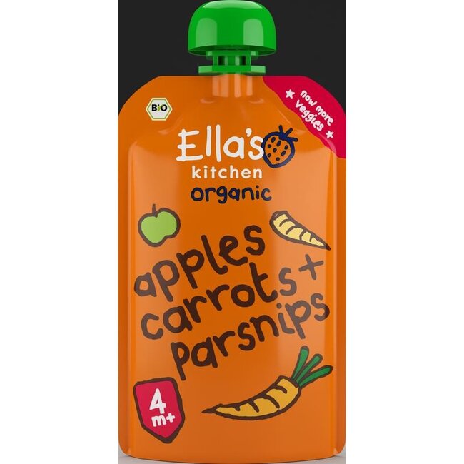 Apples carrots & parsnips 4+ maanden knijpz bio 120 Gram