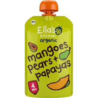 Ella's Kitchen Mangoes pears & papayas knijpzakje 4+ maanden bio 120 Gram