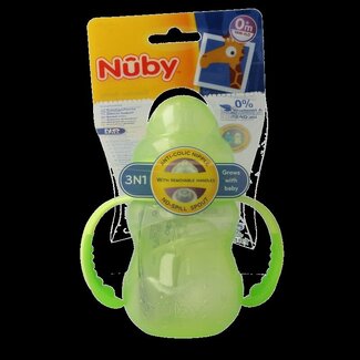 Nuby Trainingsfles anti lekspeen en anti lektuit 0+ 1 Stuks