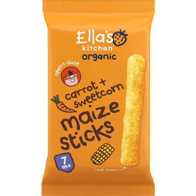 Maize sticks carrot sweetcorn 7+ maanden bio 16 Gram
