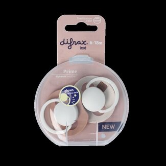 Difrax Fopspeen glow dynamic 6-18  mnd ivory/blush 2 Stuks