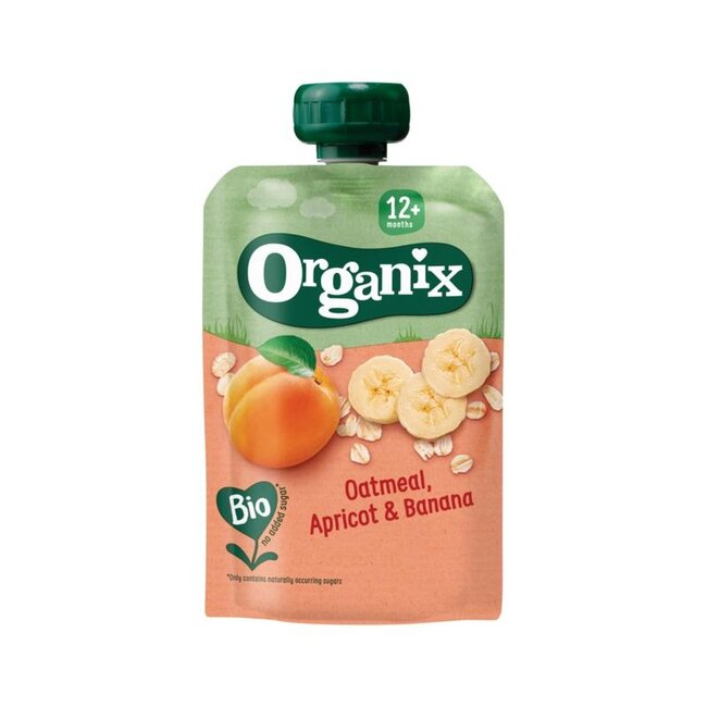 Organix Knijpfruit havermout, abrikoos, banaan 12M+ bio 100 Gram