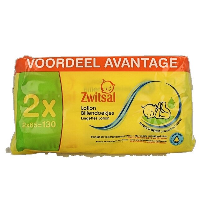 Billendoekjes met lotion 65 stuks 2 Stuks