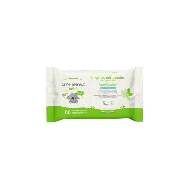 Alphanova Bebe Baby bio & ecological cleansing wipes 60 Stuks