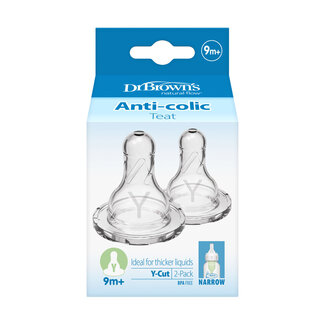 Dr. Brown's Dr. Brown's Speen smalle hals Y cut 9 maanden 2 Stuks