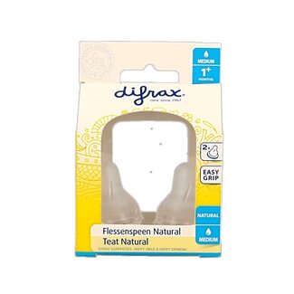 Difrax Flesspeen medium natural 2 Stuks