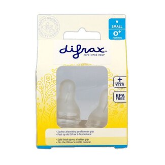 Difrax Difrax Flesspeen small 0+ natural 2 Stuks