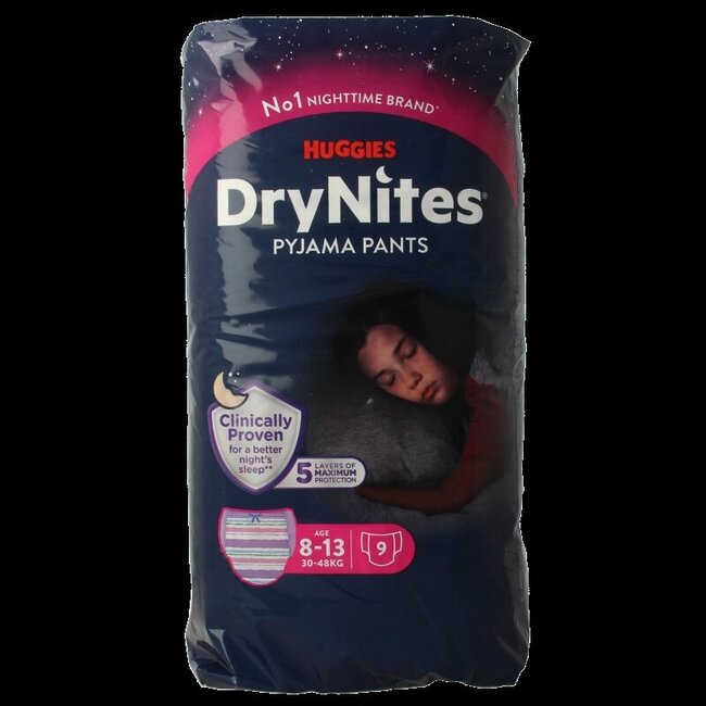 Drynites girl 8-13 jaar 9 Stuks
