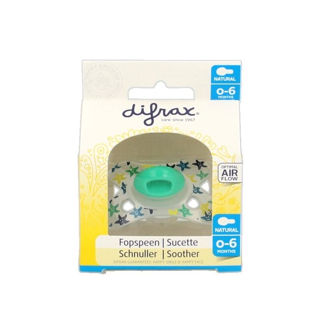 Difrax Fopspeen natural 0-6 maanden assorti  1 Stuks