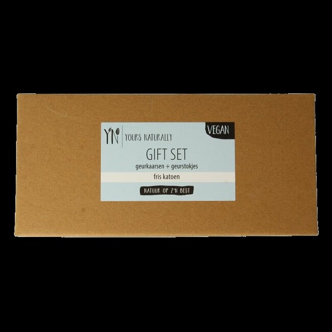 Giftset 2 geurkaars&1x geurstokjes fris katoen 1 Set