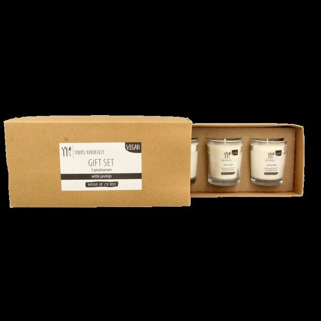 Coffret cadeau Yours Naturally 3 bougies votives parfumées jasmin blanc 1 set