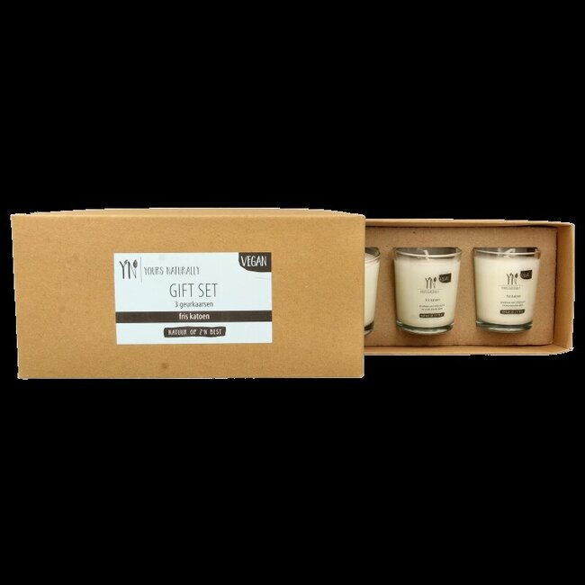 Yours Naturally Giftset 3 votive geurkaarsen fris katoen 1 Set