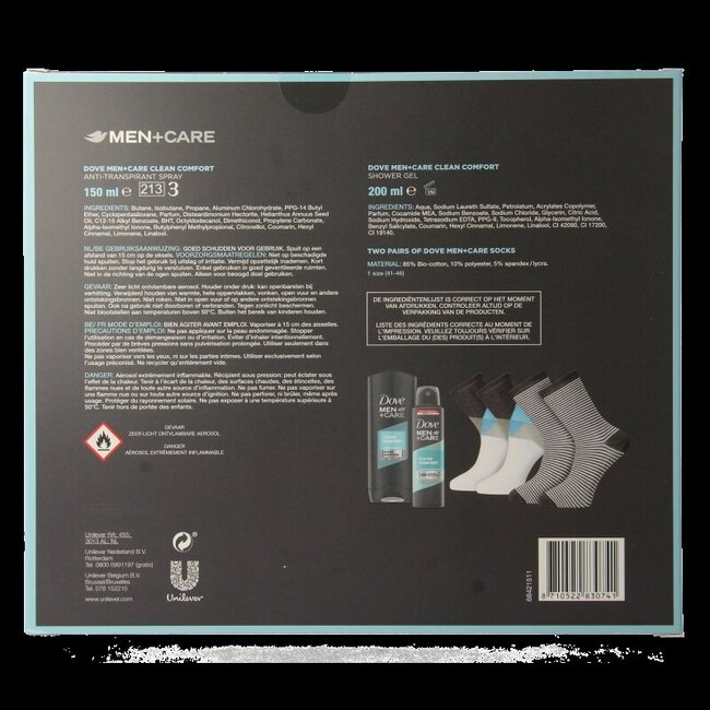 Coffret cadeau Dove Men+Care Clean Comfort avec chaussettes 1 set