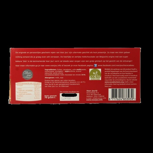 Voor Jou! Wensreep super bedankt  70 Gram