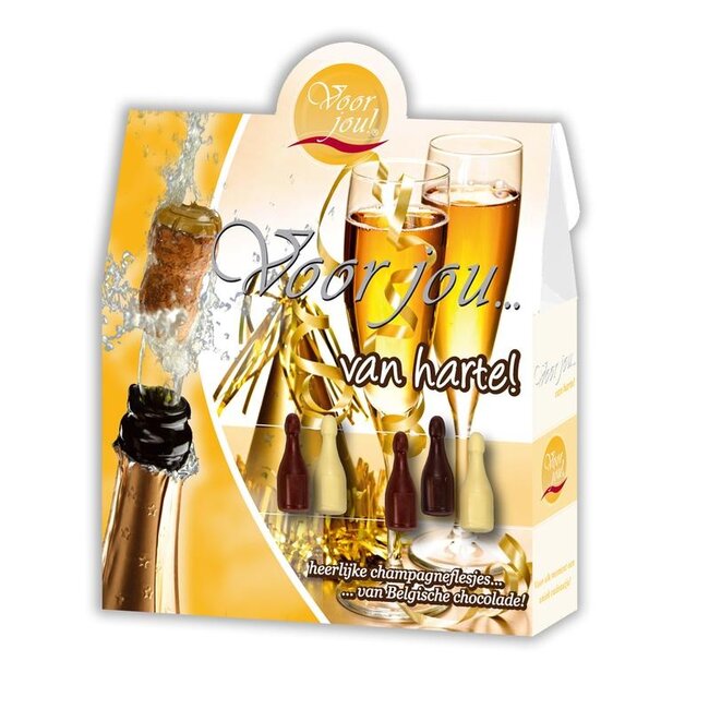 Cadeau doos champagneflesjes van harte 100 Gram