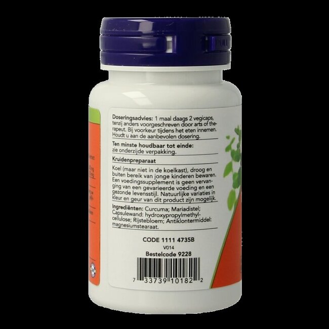 NOW Mariadistel extract en curcuma 60 Vegetarische capsules