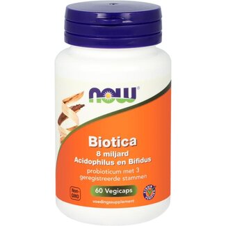 NOW NOW Biotica 8 miljard acidophilus en bifidus 60 Vegetarische capsules